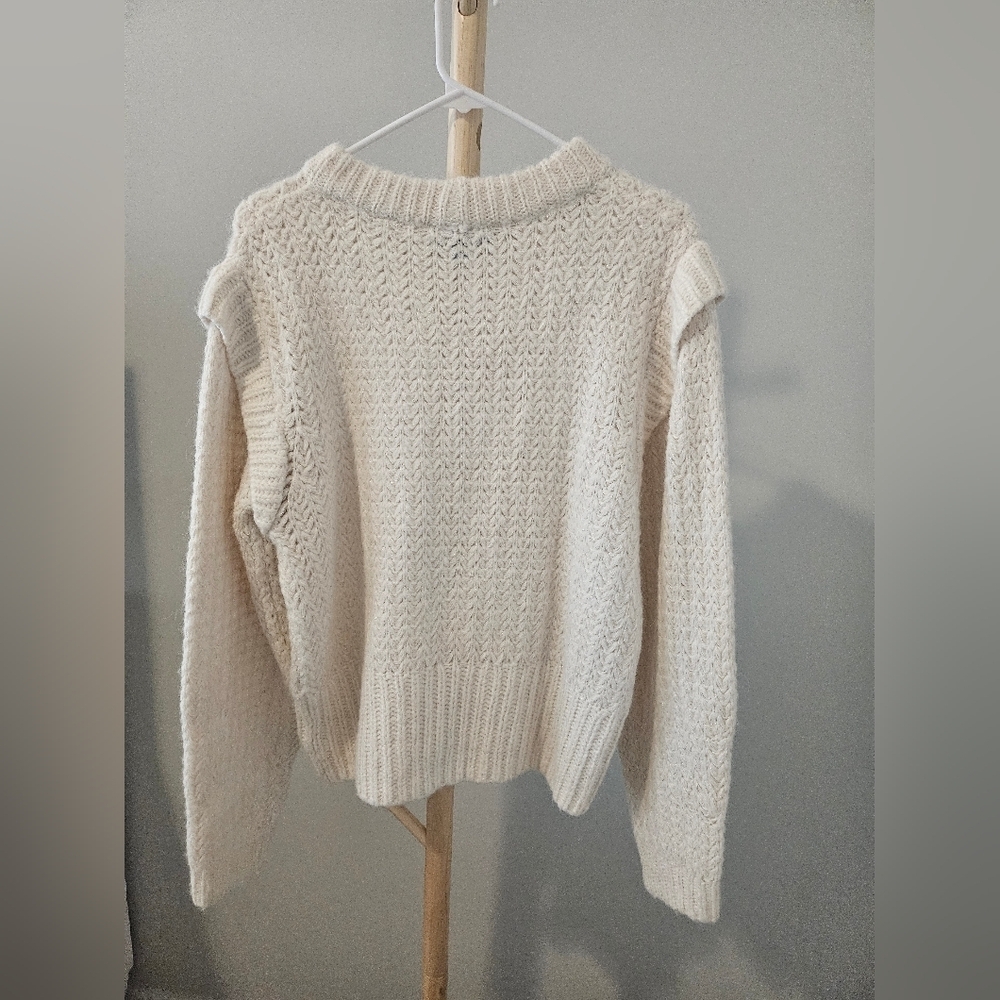 Express Ivory Textured Crew Neck Sweater - Picture 3 of 3